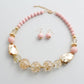 Blush Pink Gold Flake Marble Beaded Necklace