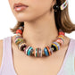 Multicolor Striped Resin Chunky Beaded Necklace