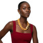 Tribal Mustard Yellow Cube Bead 9 Strand Necklace