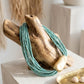 Tribal Turquoise Cube Bead 9 Strand Necklace