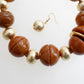 Swirled Caramel Brown Marble Chunky Bead Necklace