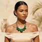 Green Resin Pebble & Cord Bib Collar Necklace Set