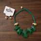 Green Resin Pebble & Cord Bib Collar Necklace Set