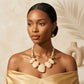 Ivory Resin Pebble & Cord Bib Collar Necklace Set