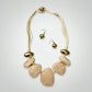 Ivory Resin Pebble & Cord Bib Collar Necklace Set