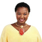 Oval Red Confetti Gold Collar Necklace