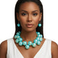 Aqua Blue Marble Bubble Ball Bead Necklace