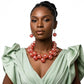 Dark Pink Marble Bubble Ball Bead Necklace
