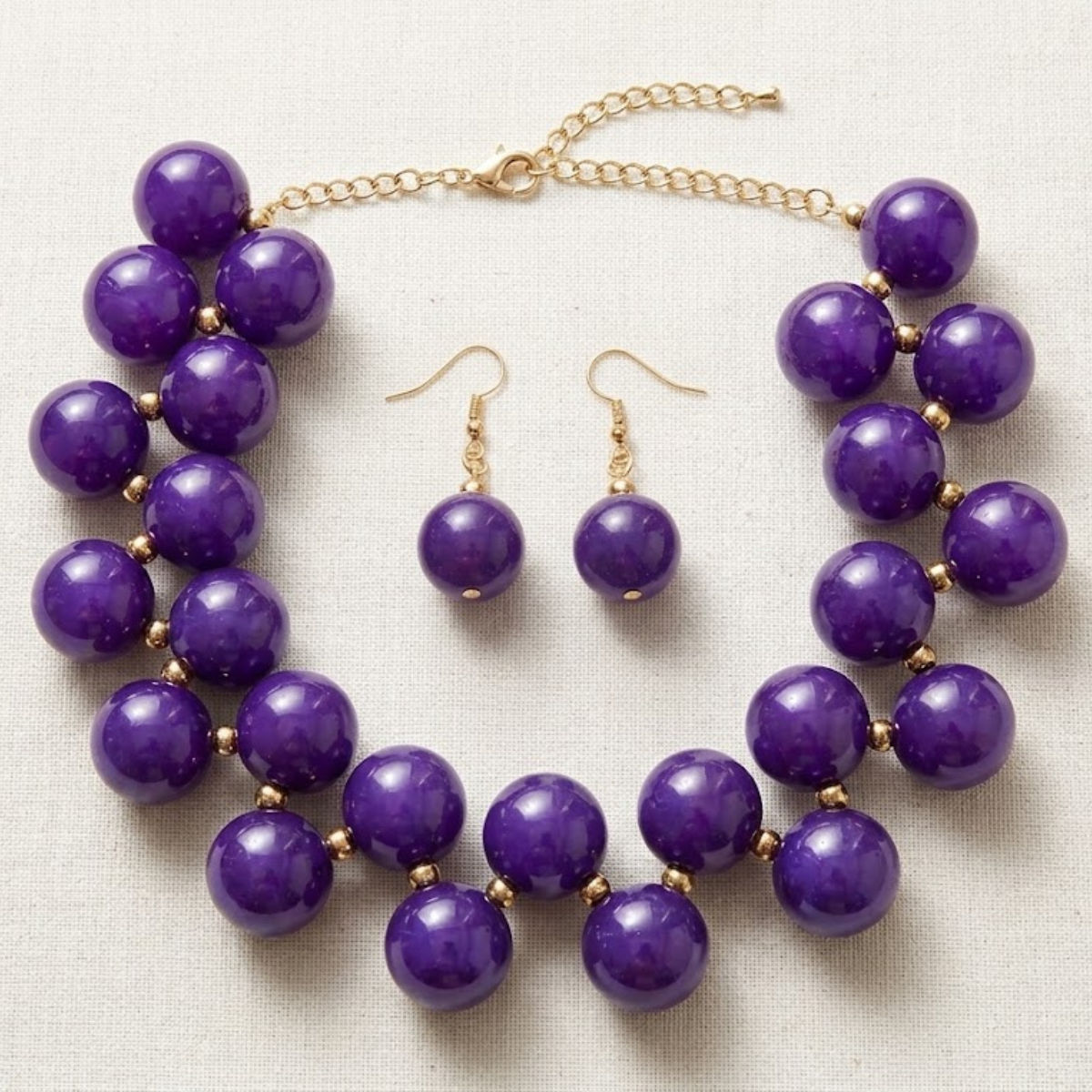 Dark Purple Marble Bubble Ball Bead Necklace