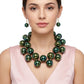 Olive Green Marble Bubble Ball Bead Necklace