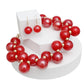 Necklace Red Swirled Marble Bubble Ball Bead Set