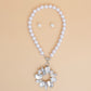 Toggle White Pearl Clear Crystal Pendant Necklace