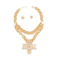 Pendant Chunky Link Gold Chain Woven Cross Set