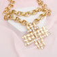 Pendant Chunky Link Gold Chain Woven Cross Set