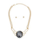 Collar Black Resin Dome Gold Chain Necklace Women