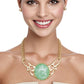 Collar Green Resin Dome Gold Chain Necklace Women