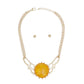 Collar Mustard Resin Dome Gold Chain Necklace Women