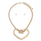 Pendant Gold Mesh Chain Chunky Heart Necklace