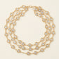 Gold 3 Layer Bezel Crystal Station Chain Necklace