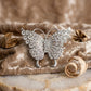 Silver Butterfly Large Brooch Pin with Crystals