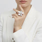 Cocktail Ring Silver Aurbo Teardrop Crystal Flower
