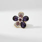 Cocktail Ring Purple Teardrop Crystal Flower Design