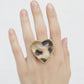 Chunky Heart Leopard Print Stretch Cocktail Ring