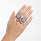 Silver Hammered Butterfly Large Cocktail Ring