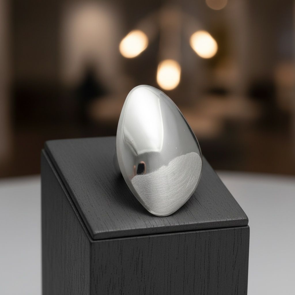 XL Silver Irregular Oval Stretch Statement Ring