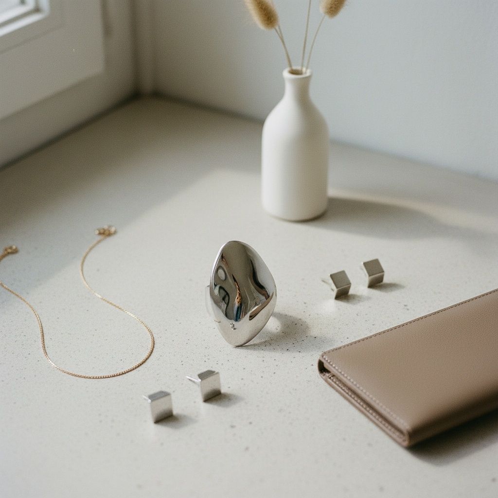 XL Silver Irregular Oval Stretch Statement Ring