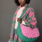 AKA Sorority Large Pink Green Quilted Shoulder Bag
