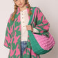 AKA Sorority Large Pink Green Quilted Shoulder Bag