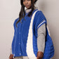 ZPB Sorority Large Blue Ivory Quilted Shoulder Bag