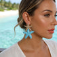 Aqua Blue Raffia Starfish Drop Earrings