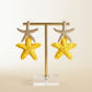 Sunny Yellow Raffia Starfish Drop Earrings