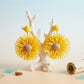 Looped Sunny Yellow Raffia Sunflower Drop Earrings