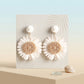 Looped Ivory Straw Raffia Sunflower Drop Earrings
