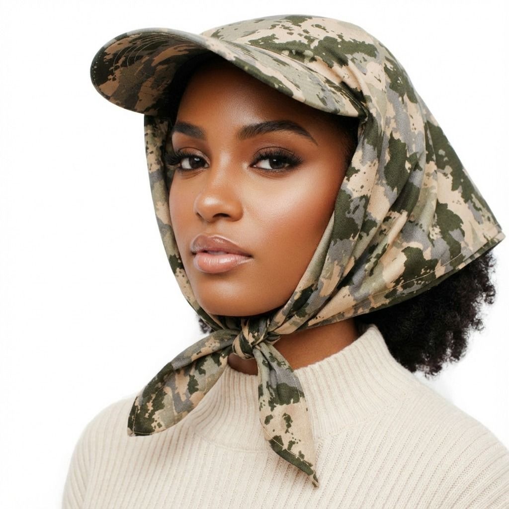 Versatile Scarf Baseball Cap Camouflage Print Hat for Women