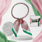 AKA Pink Green Stripe Scarf Magnet Choker Necklace