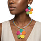 Multicolor Daisy Flower Raffia Pendant Necklace Set