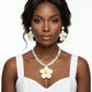 Ivory Daisy Flower Raffia Pendant Necklace Set