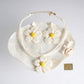 Ivory Daisy Flower Raffia Pendant Necklace Set