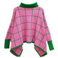 AKA Sorority Plaid Knit Pink Green Poncho