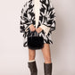 Cardigan Houndstooth Knit Black White for Women