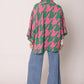 AKA Sorority Houndstooth Knit Pink Green Cardigan