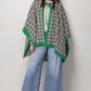 AKA Sorority Checkered Knit Pink and Green Cape