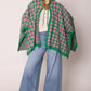 AKA Sorority Checkered Knit Pink and Green Cape