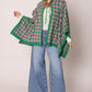 AKA Sorority Checkered Knit Pink and Green Cape