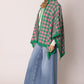 AKA Sorority Checkered Knit Pink and Green Cape