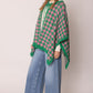 AKA Sorority Checkered Knit Pink and Green Cape